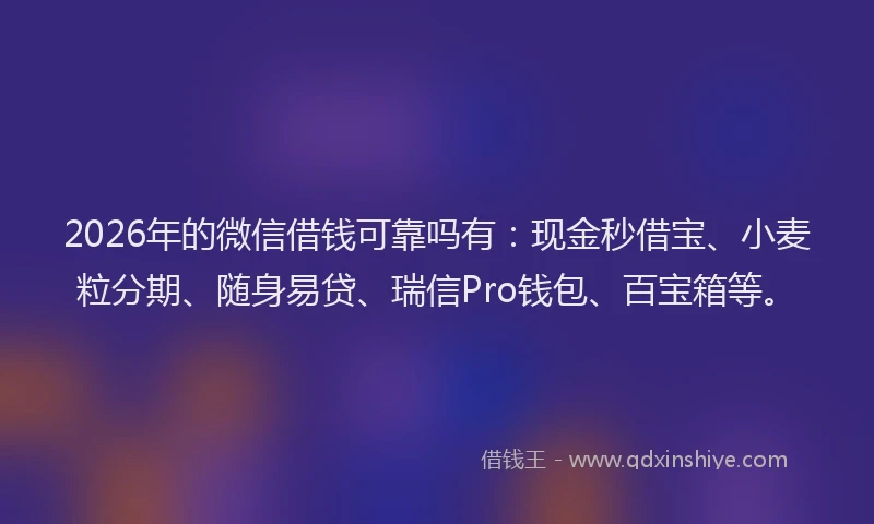 2026年的微信借钱可靠吗有：现金秒借宝、小麦粒分期、随身易贷、瑞信Pro钱包、百宝箱等。