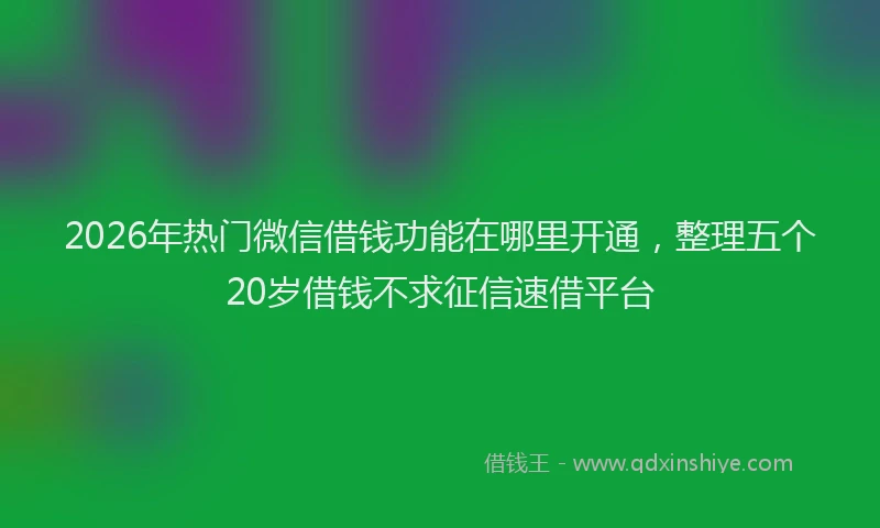 2026年热门微信借钱功能在哪里开通，整理五个20岁借钱不求征信速借平台