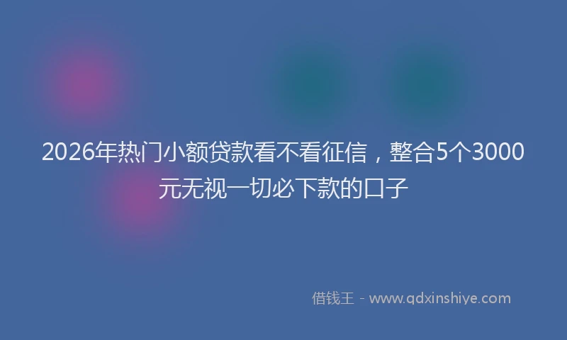2026年热门小额贷款看不看征信，整合5个3000元无视一切必下款的口子