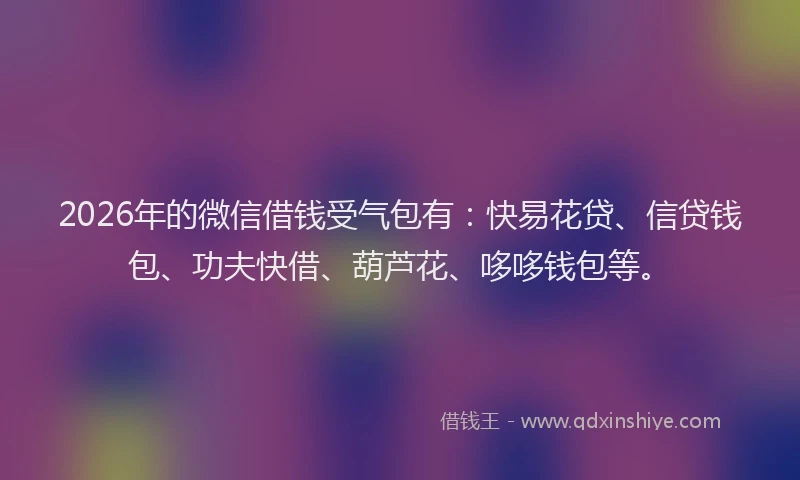 2026年的微信借钱受气包有：快易花贷、信贷钱包、功夫快借、葫芦花、哆哆钱包等。