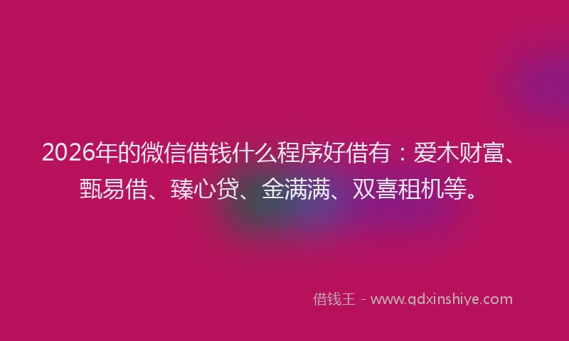 2026年的微信借钱什么程序好借有：爱木财富、甄易借、臻心贷、金满满、双喜租机等。