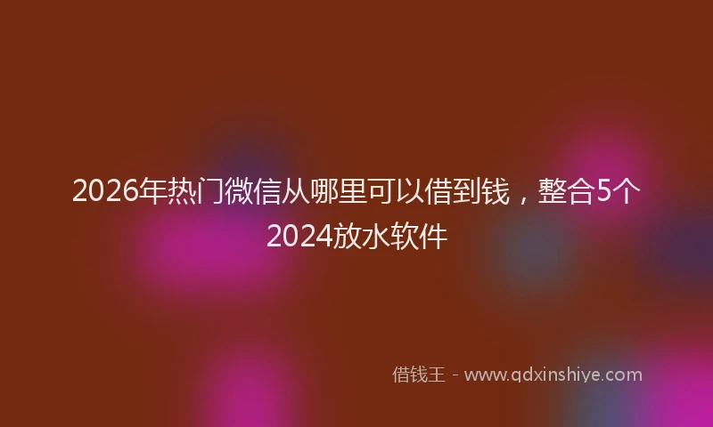 2026年热门微信从哪里可以借到钱，整合5个2024放水软件