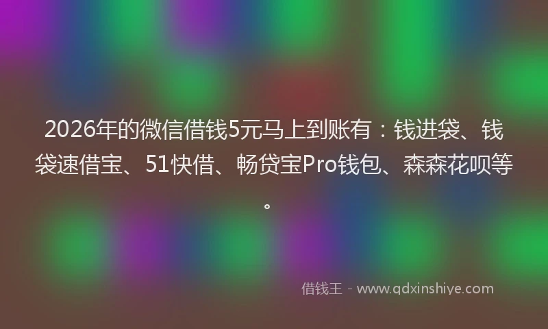 2026年的微信借钱5元马上到账有：钱进袋、钱袋速借宝、51快借、畅贷宝Pro钱包、森森花呗等。