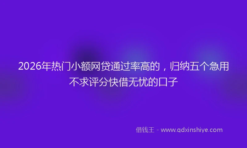 2026年热门小额网贷通过率高的，归纳五个急用不求评分快借无忧的口子