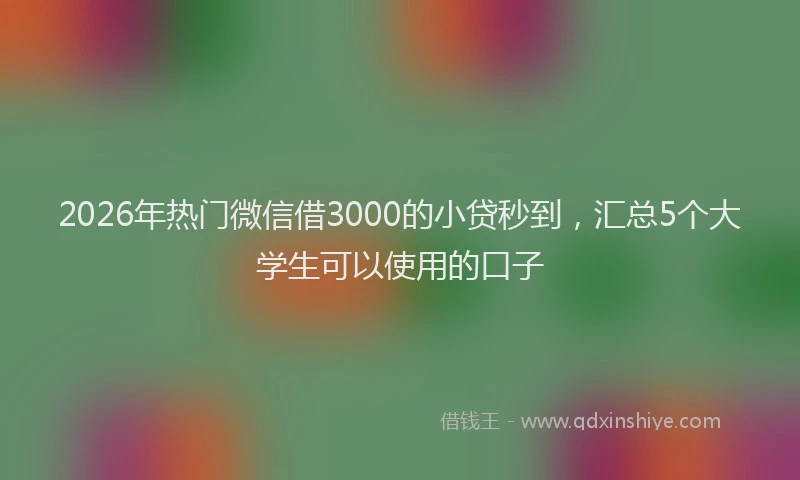 2026年热门微信借3000的小贷秒到，汇总5个大学生可以使用的口子