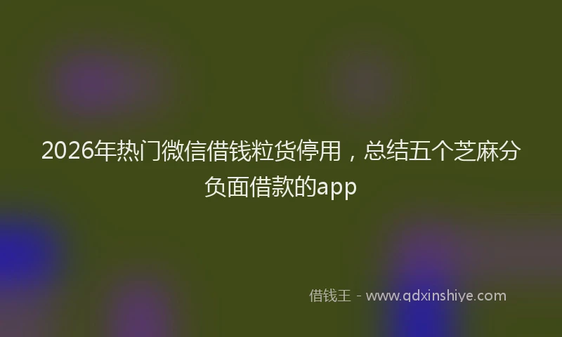 2026年热门微信借钱粒货停用，总结五个芝麻分负面借款的app