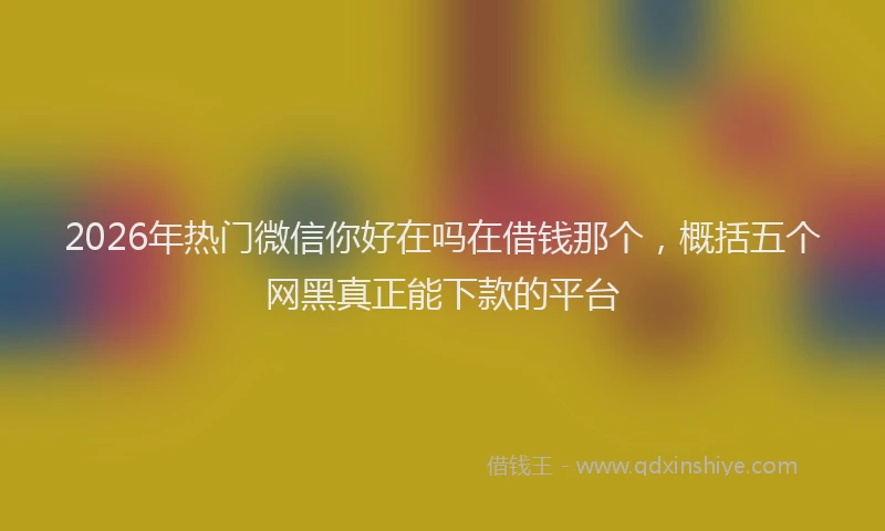 2026年热门微信你好在吗在借钱那个,概括五个网黑真正能下款的平台