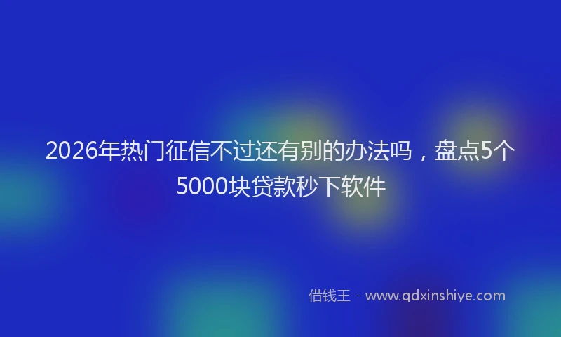 2026年热门征信不过还有别的办法吗，盘点5个5000块贷款秒下软件