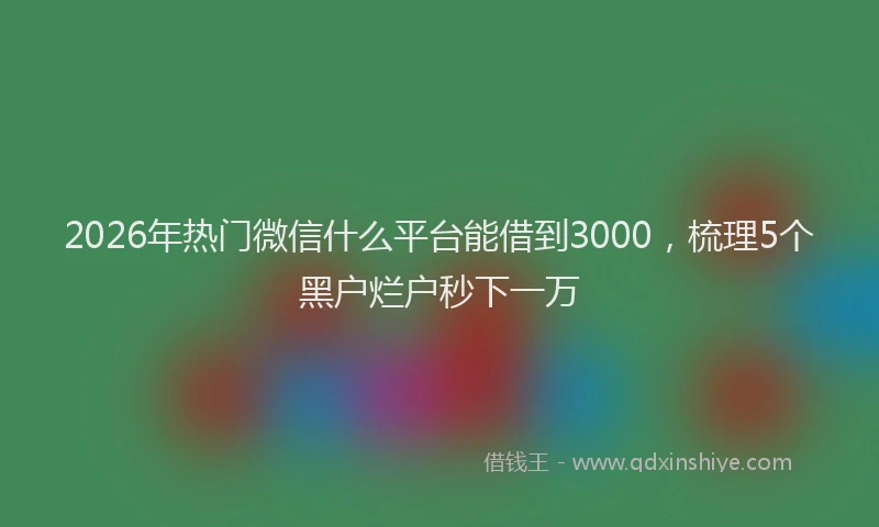 2026年热门微信什么平台能借到3000，梳理5个黑户烂户秒下一万