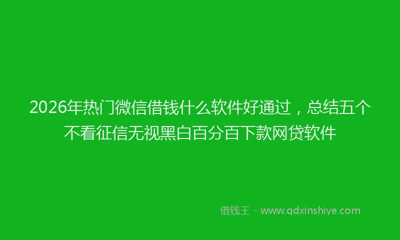 2026年热门微信借钱什么软件好通过，总结五个不看征信无视黑白百分百下款网贷软件