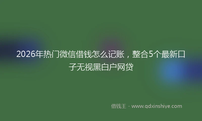 2026年热门微信借钱怎么记账，整合5个最新口子无视黑白户网贷