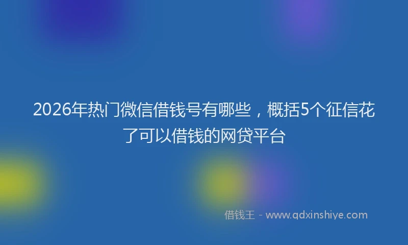 2026年热门微信借钱号有哪些，概括5个征信花了可以借钱的网贷平台