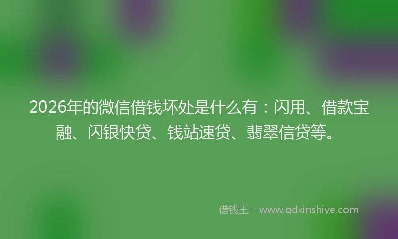 2026年的微信借钱坏处是什么有：闪用、借款宝融、闪银快贷、钱站速贷、翡翠信贷等。