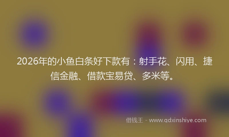 2026年的小鱼白条好下款有:射手花、闪用、捷信金融、借款宝易贷、多米等。