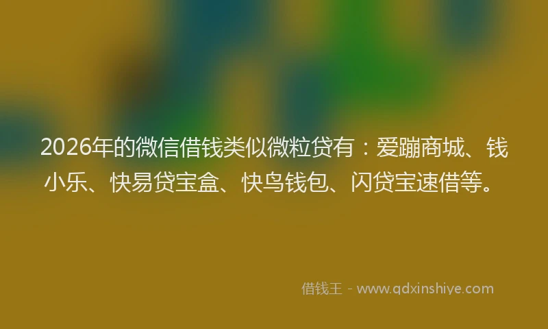 2026年的微信借钱类似微粒贷有：爱蹦商城、钱小乐、快易贷宝盒、快鸟钱包、闪贷宝速借等。
