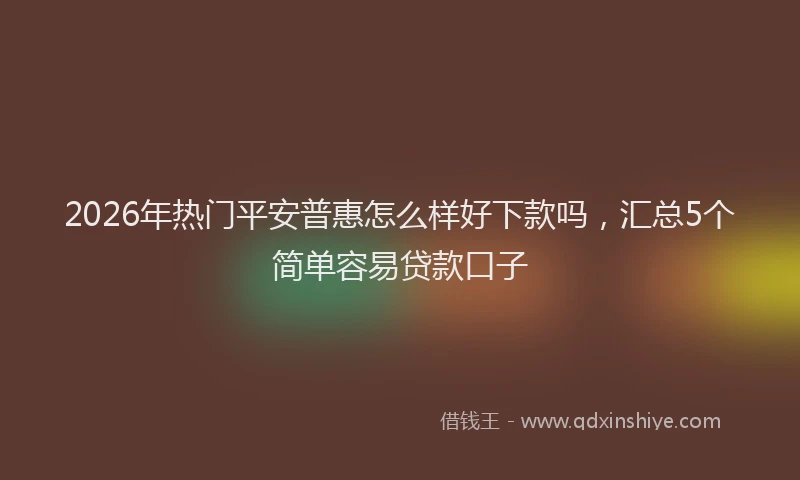2026年热门平安普惠怎么样好下款吗，汇总5个简单容易贷款口子