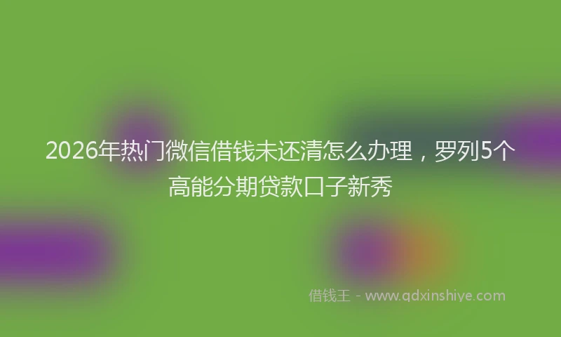2026年热门微信借钱未还清怎么办理,罗列5个高能分期贷款口子新秀