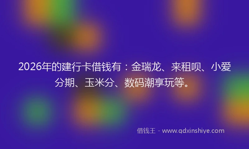 2026年的建行卡借钱有：金瑞龙、来租呗、小爱分期、玉米分、数码潮享玩等。