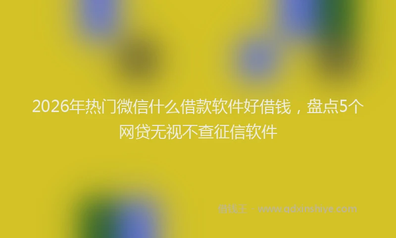2026年热门微信什么借款软件好借钱，盘点5个网贷无视不查征信软件
