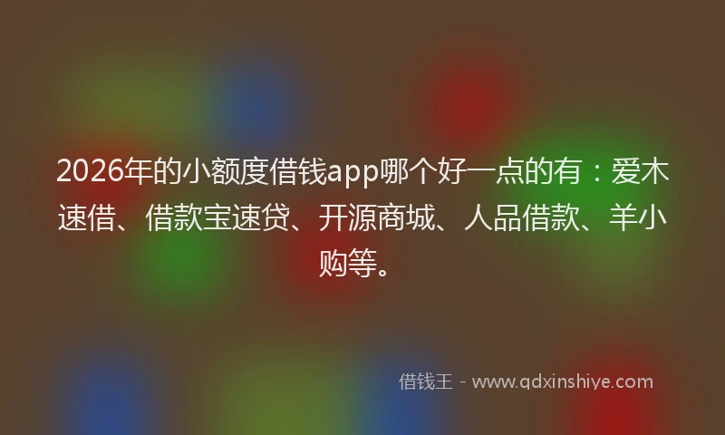 2026年的小额度借钱app哪个好一点的有：爱木速借、借款宝速贷、开源商城、人品借款、羊小购等。