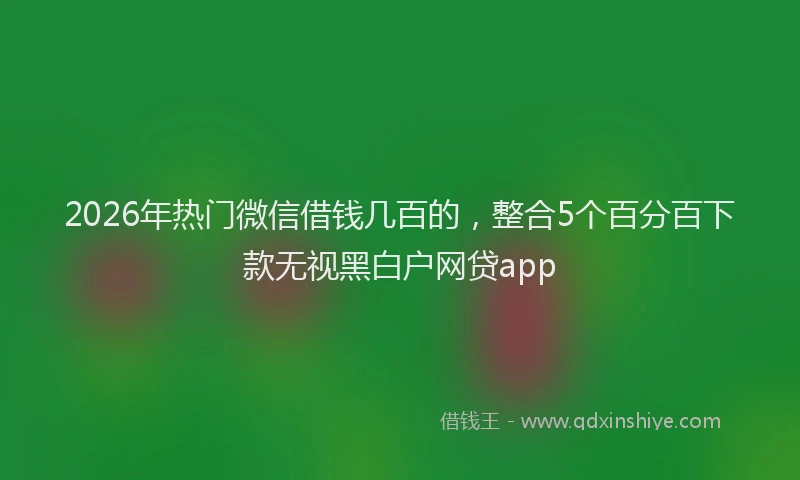 2026年热门微信借钱几百的，整合5个百分百下款无视黑白户网贷app