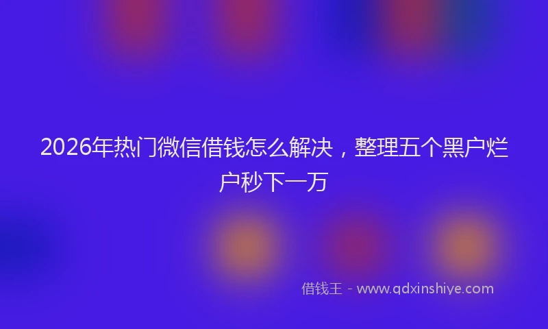 2026年热门微信借钱怎么解决，整理五个黑户烂户秒下一万