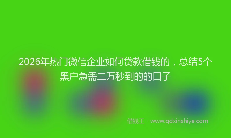 2026年热门微信企业如何贷款借钱的，总结5个黑户急需三万秒到的的口子