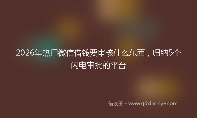 2026年热门微信借钱要审核什么东西，归纳5个闪电审批的平台