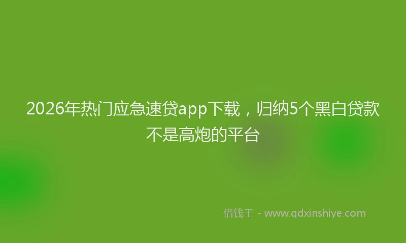 2026年热门应急速贷app下载,归纳5个黑白贷款不是高炮的平台