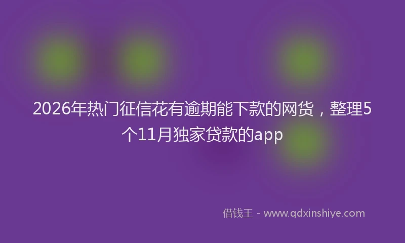 2026年热门征信花有逾期能下款的网货，整理5个11月独家贷款的app