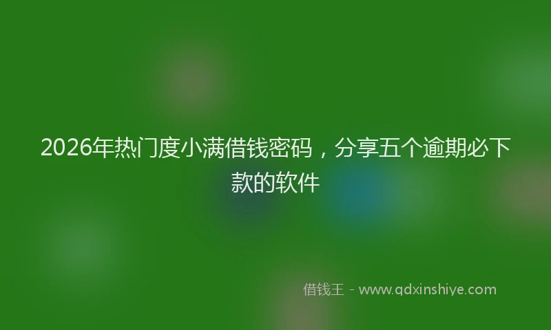 2026年热门度小满借钱密码，分享五个逾期必下款的软件