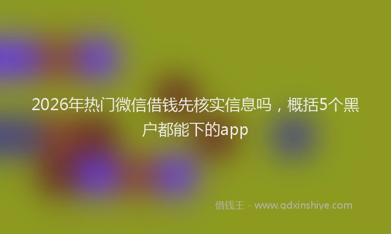 2026年热门微信借钱先核实信息吗，概括5个黑户都能下的app