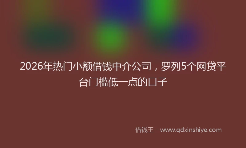 2026年热门小额借钱中介公司，罗列5个网贷平台门槛低一点的口子