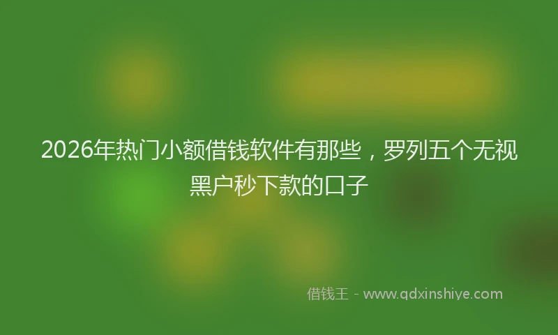 2026年热门小额借钱软件有那些，罗列五个无视黑户秒下款的口子