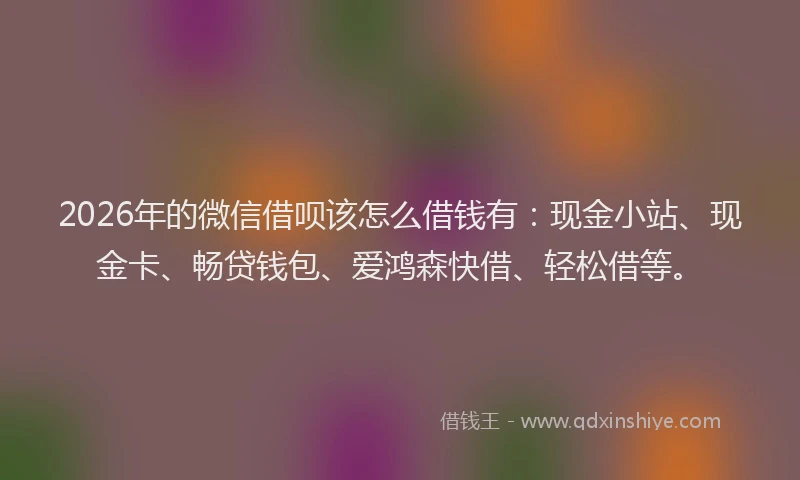 2026年的微信借呗该怎么借钱有:现金小站、现金卡、畅贷钱包、爱鸿森快借、轻松借等。