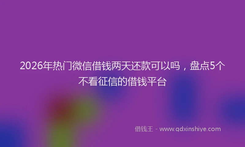 2026年热门微信借钱两天还款可以吗，盘点5个不看征信的借钱平台