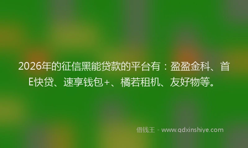 2026年的征信黑能贷款的平台有:盈盈金科、首E快贷、速享钱包+、橘若租机、友好物等。