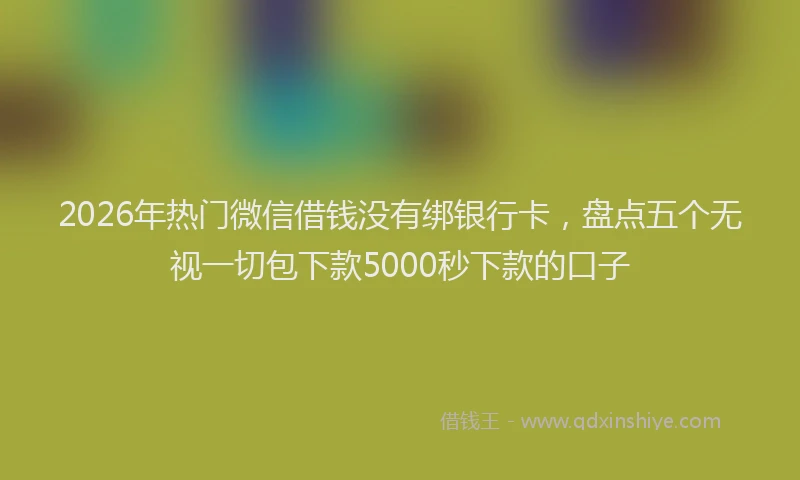 2026年热门微信借钱没有绑银行卡，盘点五个无视一切包下款5000秒下款的口子
