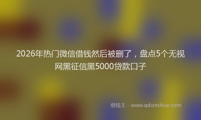 2026年热门微信借钱然后被删了，盘点5个无视网黑征信黑5000贷款口子