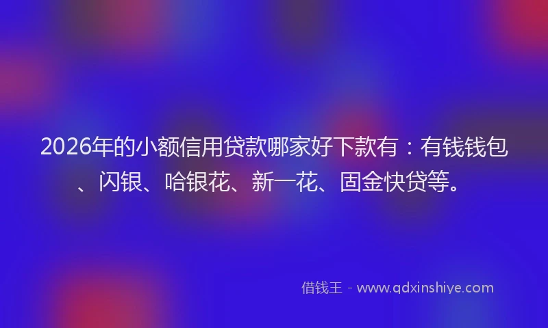 2026年的小额信用贷款哪家好下款有：有钱钱包、闪银、哈银花、新一花、固金快贷等。