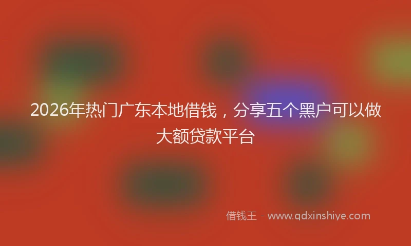 2026年热门广东本地借钱，分享五个黑户可以做大额贷款平台