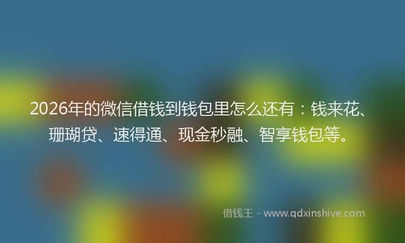 2026年的微信借钱到钱包里怎么还有：钱来花、珊瑚贷、速得通、现金秒融、智享钱包等。