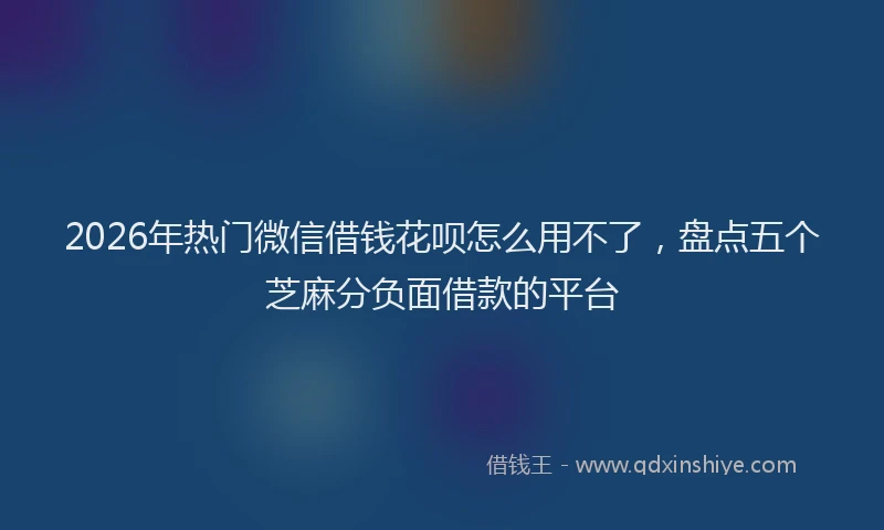 2026年热门微信借钱花呗怎么用不了，盘点五个芝麻分负面借款的平台