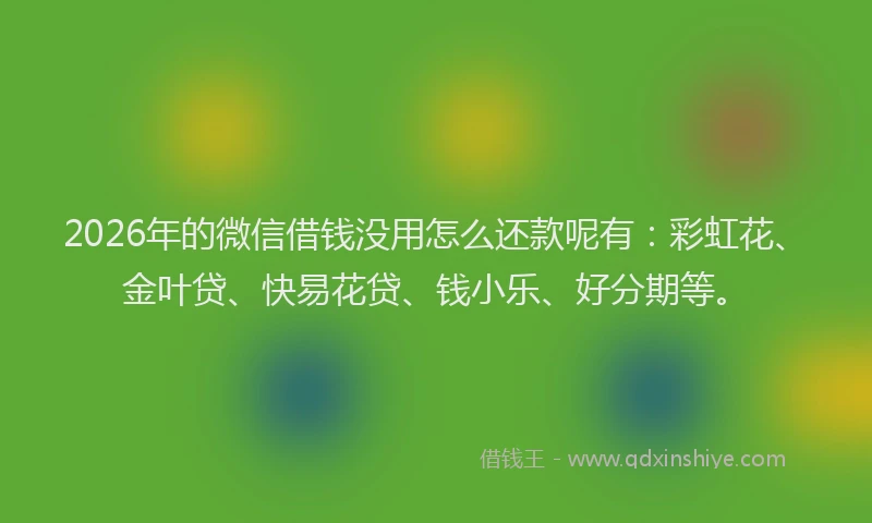 2026年的微信借钱没用怎么还款呢有：彩虹花、金叶贷、快易花贷、钱小乐、好分期等。