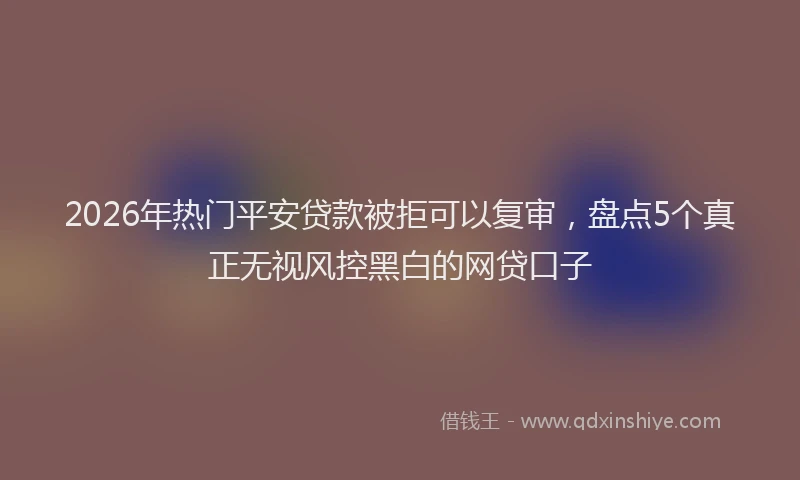 2026年热门平安贷款被拒可以复审，盘点5个真正无视风控黑白的网贷口子