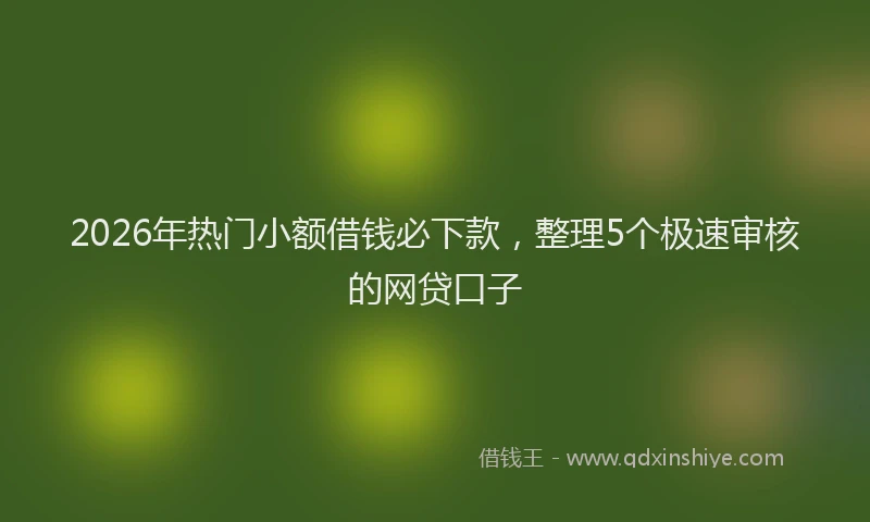 2026年热门小额借钱必下款，整理5个极速审核的网贷口子