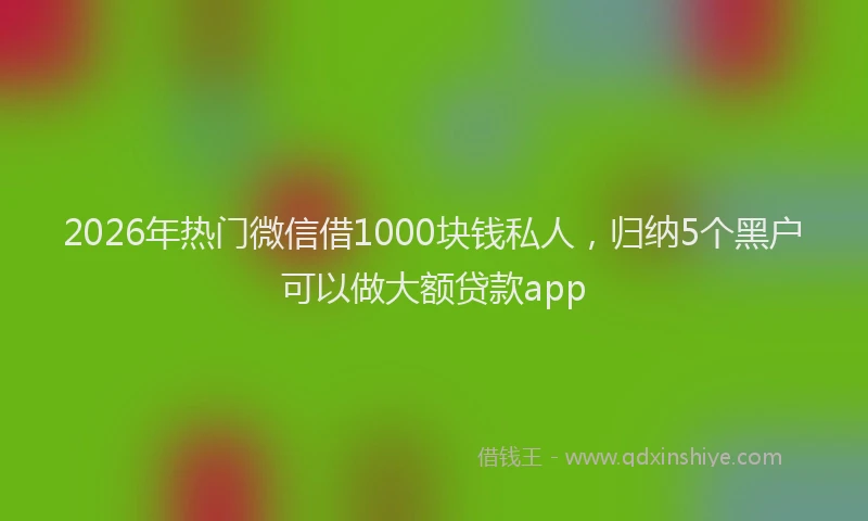 2026年热门微信借1000块钱私人，归纳5个黑户可以做大额贷款app