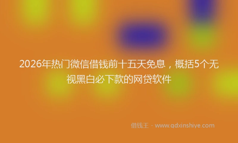 2026年热门微信借钱前十五天免息，概括5个无视黑白必下款的网贷软件
