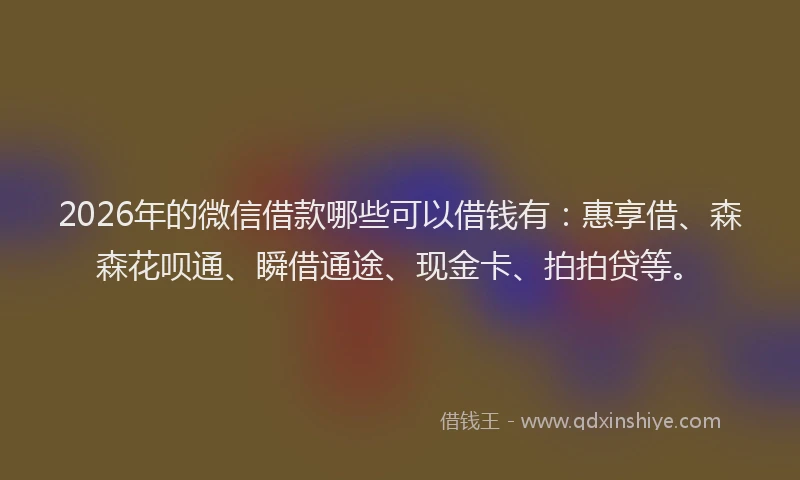 2026年的微信借款哪些可以借钱有：惠享借、森森花呗通、瞬借通途、现金卡、拍拍贷等。