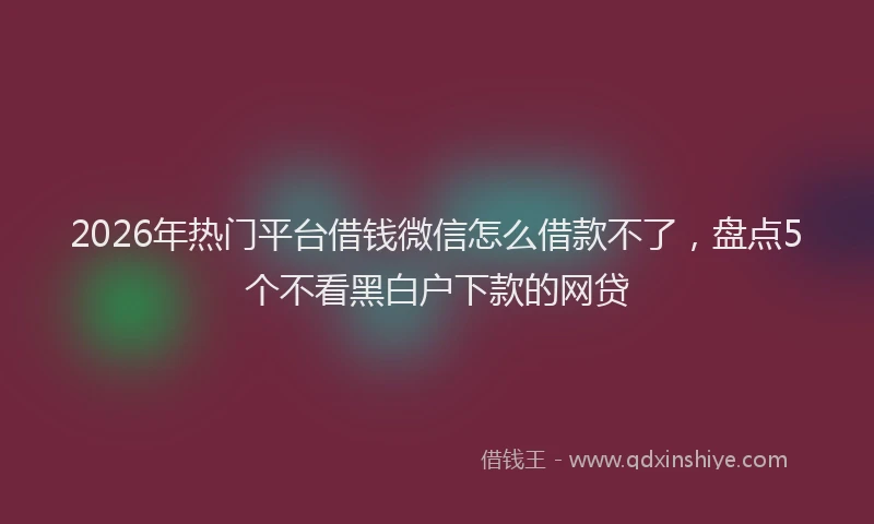 2026年热门平台借钱微信怎么借款不了，盘点5个不看黑白户下款的网贷